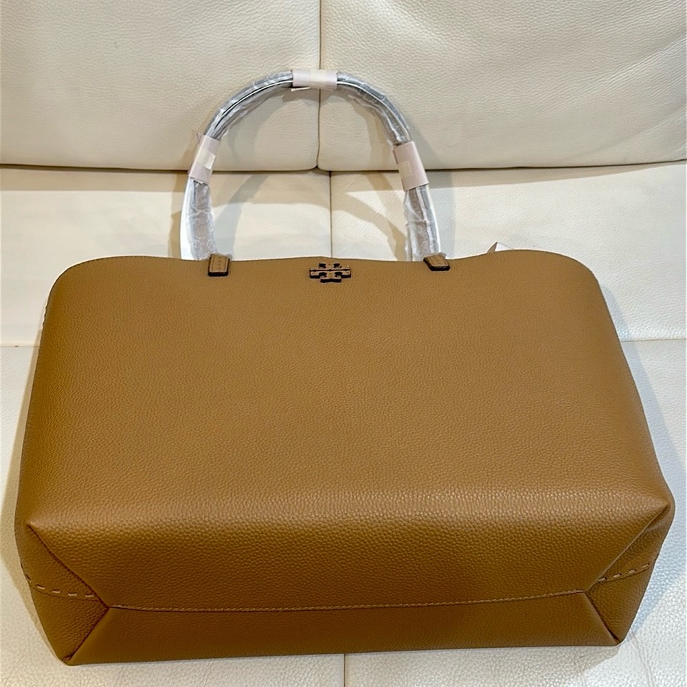 NWT Tory Burch McGraw Leather Tote in Tiramisu Brown Color with Dust Bag - Picture 6 of 15